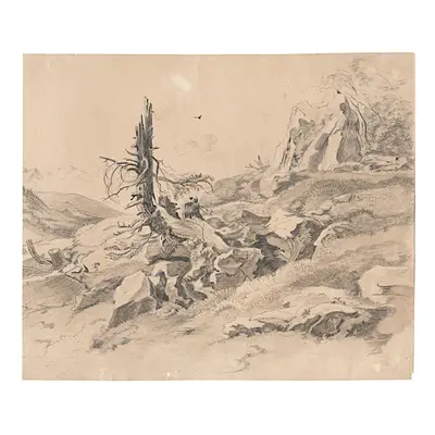 Krajina v horách kresba (1850)