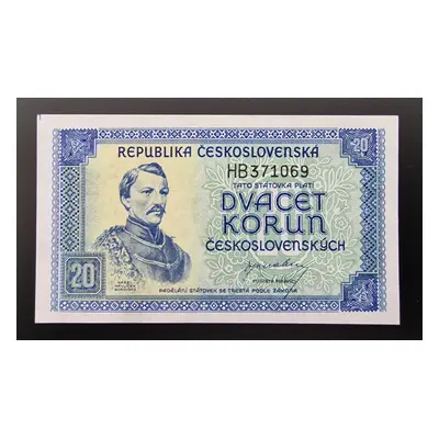 20 Kčs bez data (1945) neperforovaná stav Unc