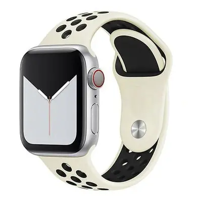 Řemínek pásek pro Apple Watch 38mm 40mm 42mm 44mm Sv.béžová-černá