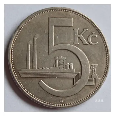 Mince 5 koruna 1938 Československo