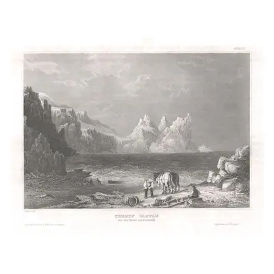 Treryn Castle Conwall Meyer oceloryt 1850