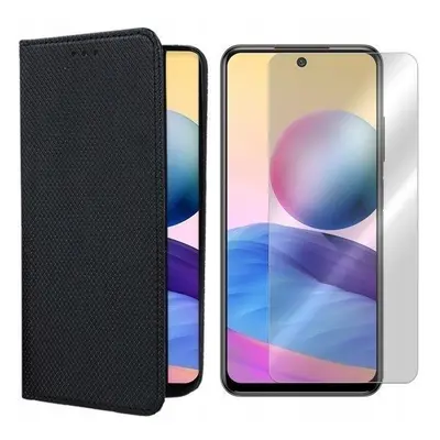 Flipové černé pouzdro obal Magnet tvrzené sklo pro Redmi Note 10 5G