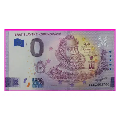 0 Euro souvenir bankovka Bratislavské Korunovácie