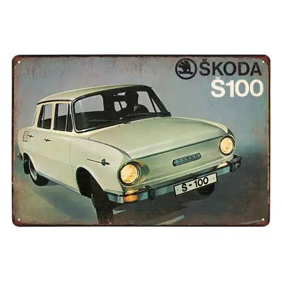 plechová cedule - automobil Škoda 100 (dobová reklama)