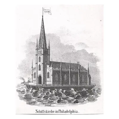 Philadelphia kostel na lodi litografie (1860)