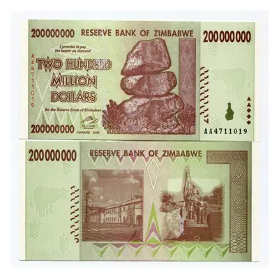 200 000 000 dollar Zimbabwe 2008 Unc P81