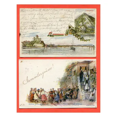 Maďarsko - Ungarn - 1896 - Celinová Pohlednice - Litho - Dva Kusy