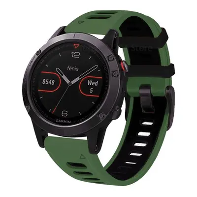 Silikonový řemínek pro Garmin Quickfit 22mm (Fenix 6X/7X) -zelenočerný