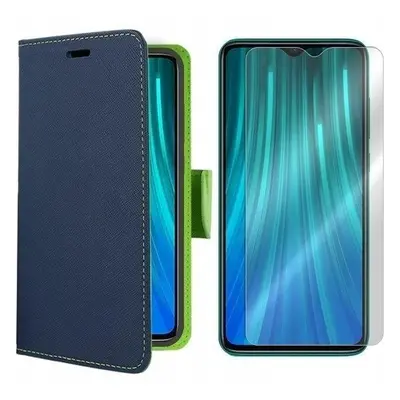 Modro-zelené flipové pouzdro Fancy tvrzené sklo pro Redmi Note 8 Pro