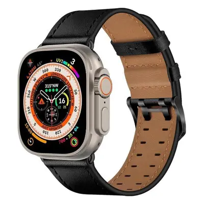 Yalocea Kožený náramek Apple Watch 41/40/38mm černý