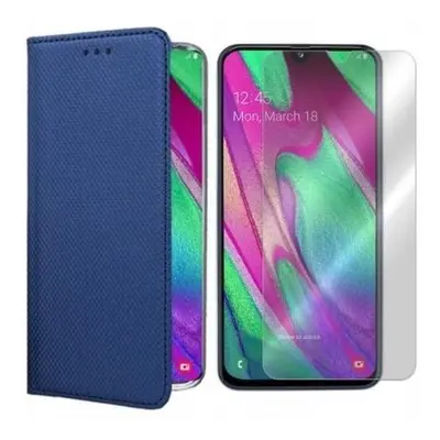 Flipové modré pouzdro Magnet tvrzené sklo pro Samsung Galaxy A40