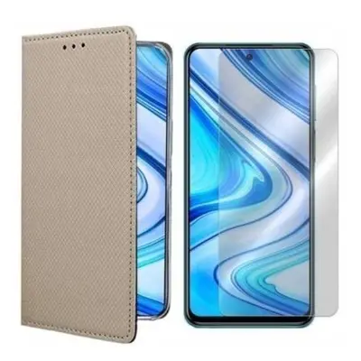 Flipové zlaté pouzdro Magnet tvrzené sklo pro Xiaomi Redmi Note 9s