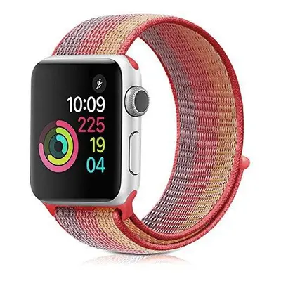 Nylon řemínek pásek pro Apple Watch 38 40mm a 42 44mm Oranž-červ.-šedá