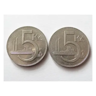 2x 5 korun 1938 velice krásné stavy.