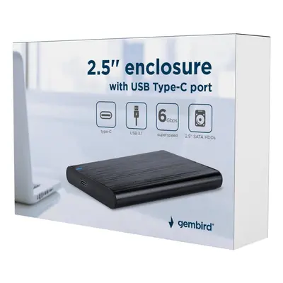 Externí černý kovový box na Hdd 2.5 Sata Type-c port Usb 3.1 záruka