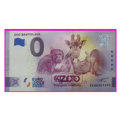 0 Euro souvenir bankovka Zoo Bratislava 2020