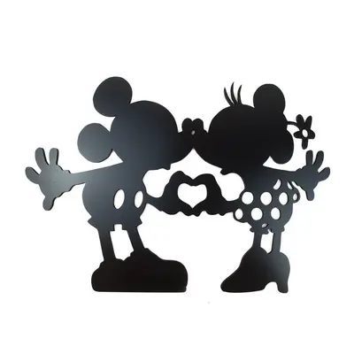 Dřevěná nástěnná dekorace Mickey and Minnie černé