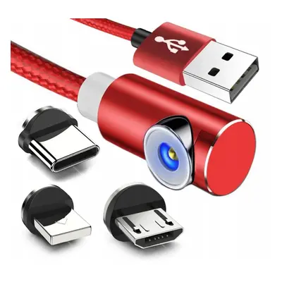 Nabíjecí magnetický Usb kabel 3A na Iphone Micro Usb Typ-c - 1m kb100