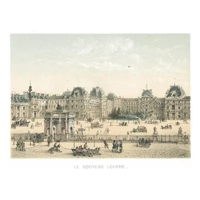 Paris Louvre Riviere kolor. litografie 1870