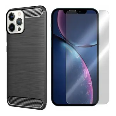 Zesílené černé pouzdro Carbon ochranné tvrzené sklo iPhone 13 Pro