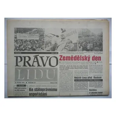 Staré noviny - Právo Lidu - číslo 198. z 25. října roku 1991