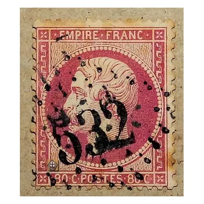 1862 Frankreich Mi.23 80c /o