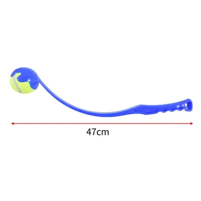 Modré házedlo míčků a tenisáků pro mazlíky délky 50cm s tenisákem