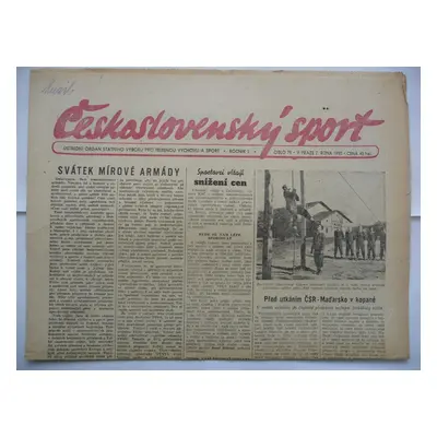 Staré noviny - Československý sport - č. 79. z 2. října roku 1953