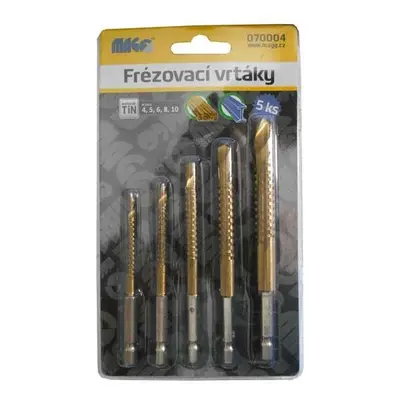 Frézovací vrtáky Tin sada - 5 ks (456810mm)