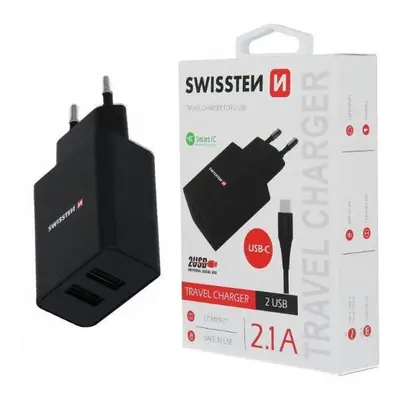 Síťový adaptér smart ic 2x usb 21a power datový kabel usb / type c