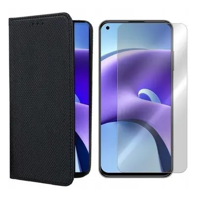 Flipové černé pouzdro Magnet ochranné sklo pro Xiaomi Redmi Note 9T