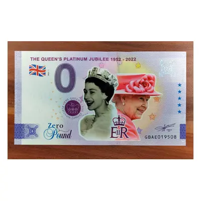 0 Pound Euro bankovka královna Alžběta Queen 2022 Color