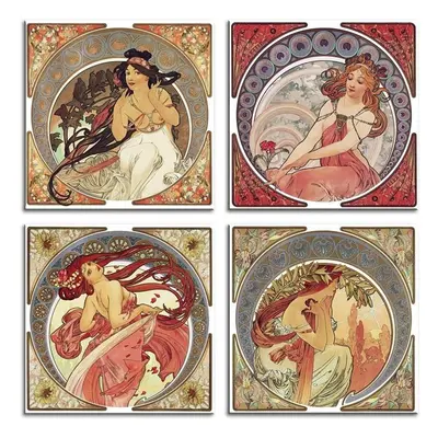 Obraz - reprodukce A.mucha 40x40cm / set 4ks /