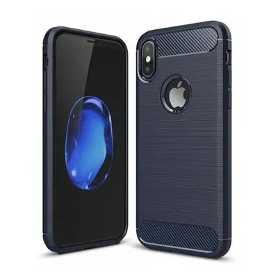 Kvalitní zesílené modré pouzdro zadní kryt obal Carbon pro iPhone Xs