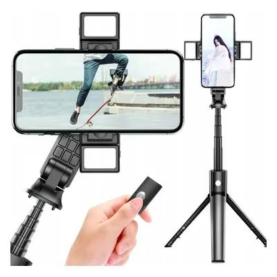 Selfie tyč stativ tripod bluetooth ovladač led / délka 96cm hol30