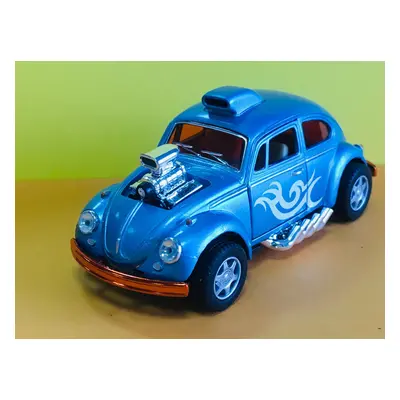 sv. modrý Volkswagen Beetle Brouk Custom Dragracer - 1/32 Kinsmart