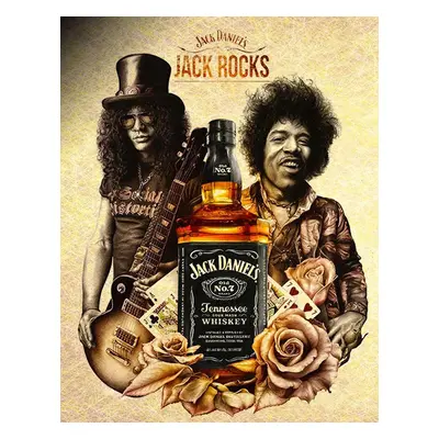 Jimi Hendrix / Slash - dekorační kovová cedule Whiskey Guns N&apos; Roses