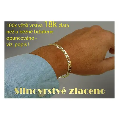 Silnovrstvě pozlacený 18k masivní náramek 6mm široký -225 a 24cm Punc