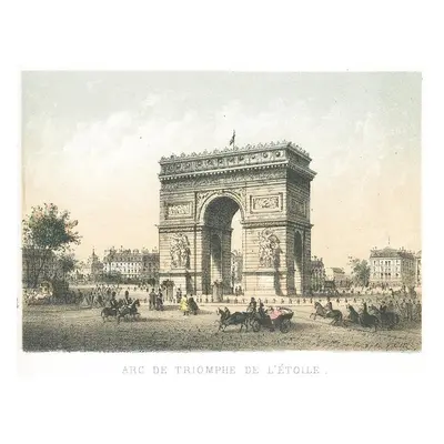 Paris Arc Triomphe Riviere kolor. litograf 1870