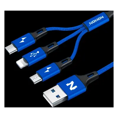 Kabel 3v1 - Modrý (Micro Usb Usb C iPhone)