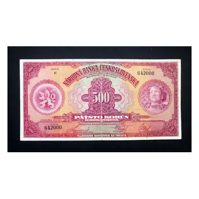 500 korun 1929 neperf. serie E v krasnem stavu