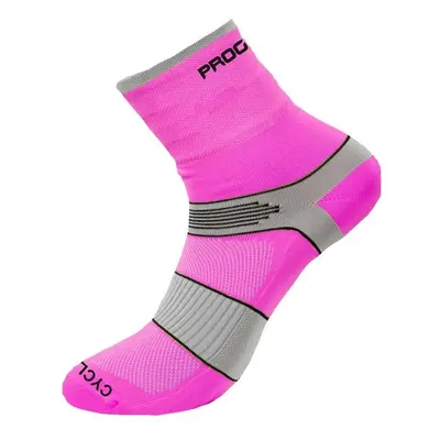 Cyklistické ponožky CYCLING HIGH SOX neon růžová/šedá, 39-42