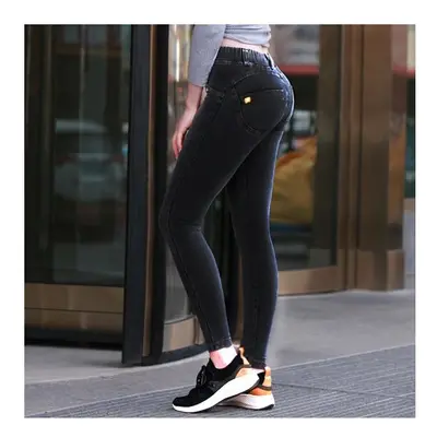 Push up jeans legíny tmavě šedé Asami 39, M