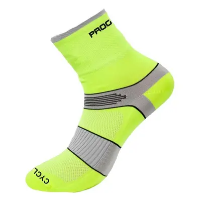 Cyklistické ponožky CYCLING HIGH SOX neonově žlutá/šedá, 39-42