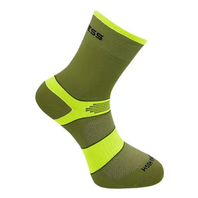 Cyklistické ponožky CYCLING HIGH SOX oliva/limetka, 39-42