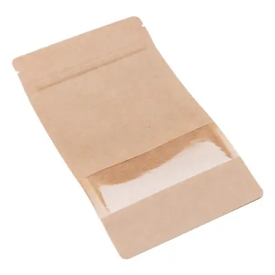 100 ks - Doypack sáček s malým okénkem 130 x 255 + 70 mm, 500 ml, KRAFT/PET/CPP