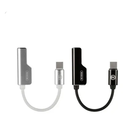 2v1 adaptér pro nabíječku a sluchátka USB-C WK Design WDC071a Černý