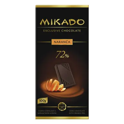 MIKADO hořká čokoláda 72% s pomerančovou kůrou 100 g