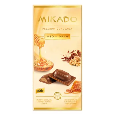 MIKADO mléčná čokoláda s náplní z vlašských ořechů a medu 100 g