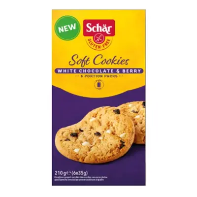 Schar Schär Soft Cookie White chocolate and berry čokoládové sušenky bez lepku 210 g (6x35g)